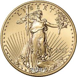 2021 American Gold Eagle Type 2 1/2 Oz 25 $ Ngc Ms70 Première Journée Numéro 70 Étiquette