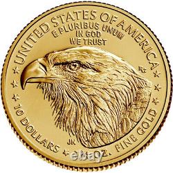 2021 American Gold Eagle Type 2 1/4 Oz 10 $ 1 Rouleau Quarante 40 Pièces Bu Dans Un Tube À Menthe
