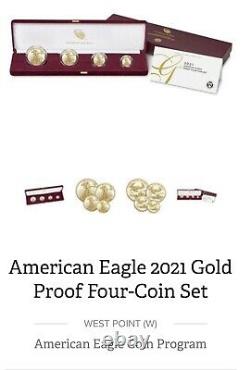 2021 Proof Gold Eagle Type 1 22k 4 Coin Fractional Set L’année Dernière Preorder