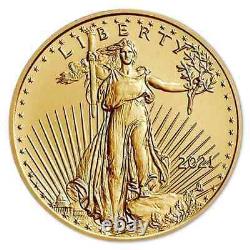 2021 Type 2 5 $ 1/10 Oz American Gold Eagle Bullion Coin Gem Non Circulé