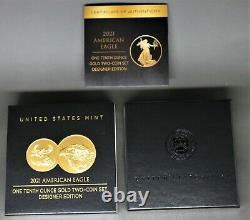 2021 W $ 5 Gold American Eagle 2 Coin Designer Edition Fs Pcgs T2 Pr70 & T1 Pr69