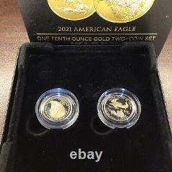 2021 W American Gold Eagle 1/10 Oz Proof Two Coin Set Designer Edition En Ogp