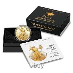 2021 W American Gold Eagle Type 2 Preuve 1 Oz 50 $ En Ogp