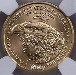2021 W Ngc Ms69 American Gold Eagle Type 2 Une Preuve Inachevée Décède 10 $ Avec W Adm