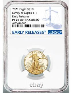 2021-w 4-coin Set Proof Gold Eagles T-1 Er Ngc Pf70 Ultra Cameo
