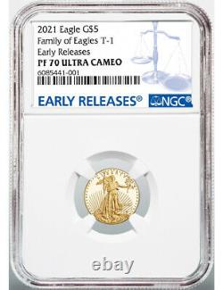 2021-w 4-coin Set Proof Gold Eagles T-1 Er Ngc Pf70 Ultra Cameo
