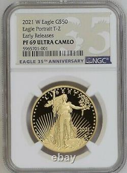 2021-w $ 50 Proof Gold American Eagle 1 Once Type 2 Ngc Pf69 Ultra Cameo