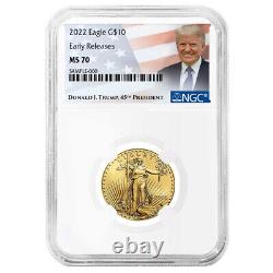 2022 10 $ American Gold Eagle 1/4 Oz Ngc Ms70 Er Trump Label
