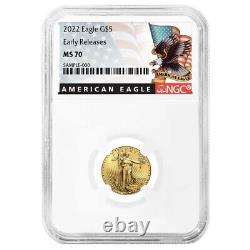 2022 $ 5 American Gold Eagle 1/10 Oz Ngc Ms70 Er Black Label
