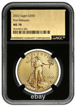 2022 $50 Gold American Eagle 1oz Ngc Ms70 Fr Black Core Exclusive Goldfoil Label