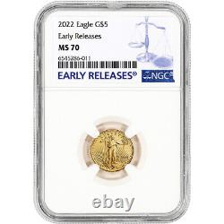 2022 American Gold Eagle 1/10 Oz 5 $ Ngc Ms70 Premières Publications