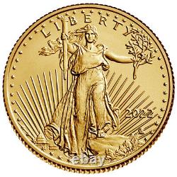2022 American Gold Eagle 1/10 Oz 5 $ Pcgs Ms70 Premier Jour D'émission