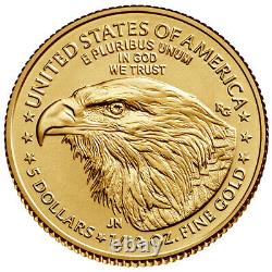 2022 American Gold Eagle 1/10 Oz 5 $ Pcgs Ms70 Premier Jour D'émission