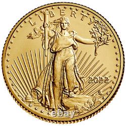 2022 American Gold Eagle 1/4 Oz 10 $ 1 Rouleau Quarante 40 Pièces Bu Dans Un Tube À Menthe