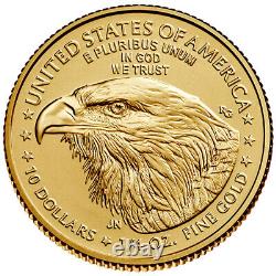 2022 American Gold Eagle 1/4 Oz 10 $ 1 Rouleau Quarante 40 Pièces Bu Dans Un Tube À Menthe