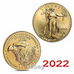 2022 Pièce de collection commémorative en or américain de 1 once 'American Gold Eagle' de 50 dollars