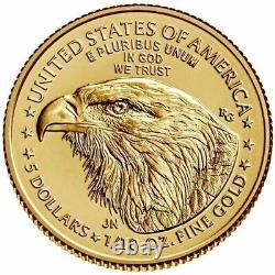 2023 1/10 Oz American Gold Eagle 5 $ Sealed In Hard Plastic Air-tite! En Stock