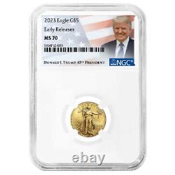 2023 $5 Aigle d'Or Américain 1/10 oz NGC MS70 ER Étiquette Trump