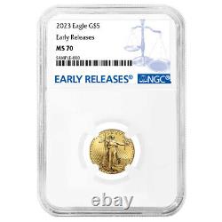 2023 $ 5 American Gold Eagle 1/10 Oz Ngc Ms70 Er Blue Label