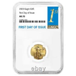 2023 $ 5 American Gold Eagle 1/10 Oz Ngc Ms70 Première Étiquette D'ide