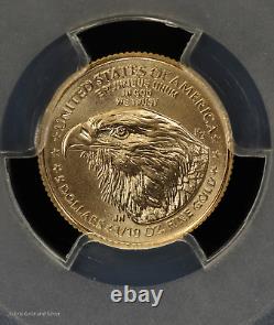 2023 $ 5 American Gold Eagle 1/10 Oz Pcgs Ms70 Première Étiquette De Drapeau De Grève