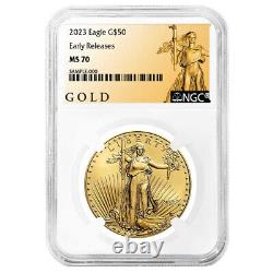2023 50 $ American Gold Eagle 1 Oz Ngc Ms70 Er Als Label