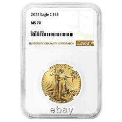 2023 Aigle d'or américain de 25 $ 1/2 oz NGC MS70 Étiquette marron