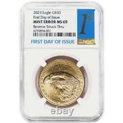 2023 Aigle d'or américain de 50 $ - 1 oz NGC MS69 FDI Erreur de la Monnaie Reverse Strike Thru