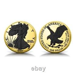 2023 American Eagle Pièce d'argent 1 oz dorée 24 carats 500 exemplaires fabriqués