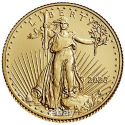 2023 American Gold Eagle 1/10 Oz 5 $ 1 Roll Fifty 50 Bu Pièces En Tube De Menthe