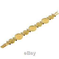 22k Gold Coin American Eagle 14k Bracelet Estate Diamond Bullet Lien Mens Ladies
