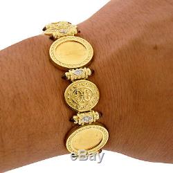 22k Gold Coin American Eagle 14k Bracelet Estate Diamond Bullet Lien Mens Ladies