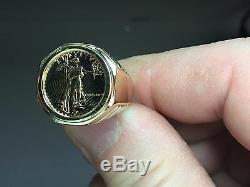 22k Or Fin 1/10 Oz American Eagle Coin In14k Bague En Or Jaune