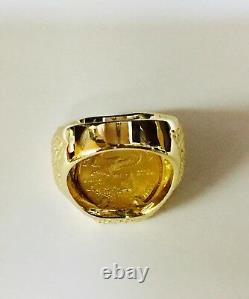 22k Or Fin 1/10 Oz American Eagle Coin In14k Or Massif Jaune 24mm Bague Pour Homme