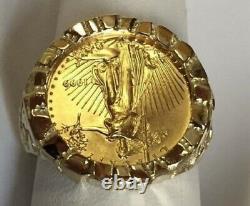 22k-fine Gold 1/10 Oz Us American American Eagle Pointe De Nugget D'or De L'or 14k