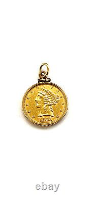 $3500 1880 Liberty Gold Half Eagle $5 Coin Rare Gold Coin Pendant  <br/> 
 
<br/>	  $3500 1880 Demi-Aigle d'or Liberty $5 Pièce Rare Pendentif en Or