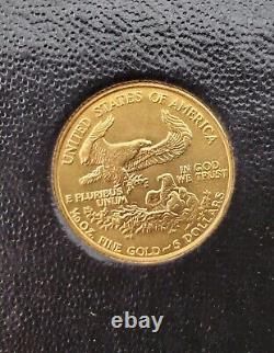 Aigle américain en or de 1/10 oz de 1986 avec pièce non circulée en qualité Gem Bu, première année