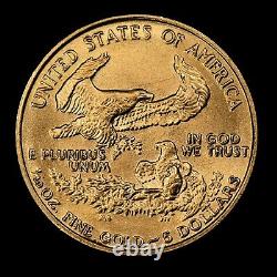 Aigle américain en or de 1/10 oz de 1987 G$5 à faible tirage dans un état de brillant universel (BU) SKU-G2793