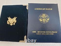 Aigle américain en or de 1/4 oz, épreuve de 2003-W (avec boîte et certificat d'authenticité)