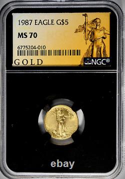 Aigle américain en or de 5 dollars de 1987, NGC MS70.
