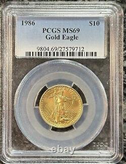 Aigle d'or 1986 de 10 dollars PCGS MS 69 Magnifique gemme première année