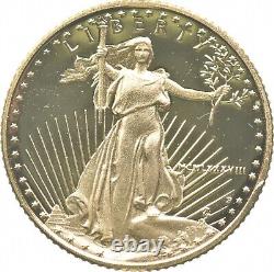 Aigle d'or américain 1/10 oz en or PROOF de 1988-W $5