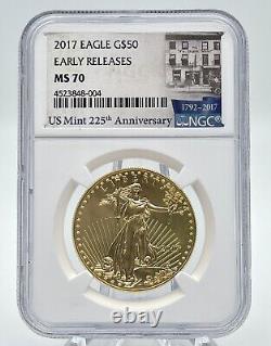 Aigle d'or américain de 1 once NGC MS70 Early Release de 2017 à 50 $