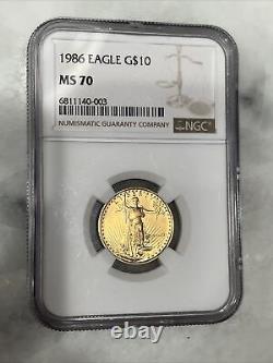 Aigle d'or américain de 10 $ de 1986 NGC MS70