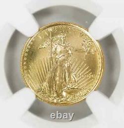 Aigle d'or américain de 1991 G$ 5 Ngc Certified Ms 69 Mint Unc 1/10 Oz 999 Or (002)