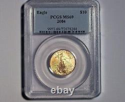 Aigle d'or américain de 2004, 10 $, 1/4 oz d'or fin, PCGS MS69.