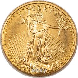 Aigle d'or américain de 2015 de 5 dollars, 1/10 oz non circulé de qualité gemme