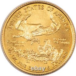 Aigle d'or américain de 2015 de 5 dollars, 1/10 oz non circulé de qualité gemme