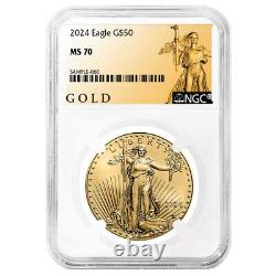 Aigle d'or américain de 50 $ de 2024 1 oz NGC MS70 Étiquette ALS