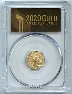 Aigle d'or américain de première frappe PCGS MS70 authentique de 2020, d'une valeur de 5 dollars.